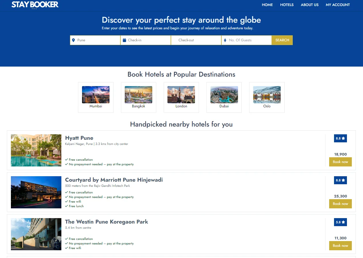 Staybooker project homepage