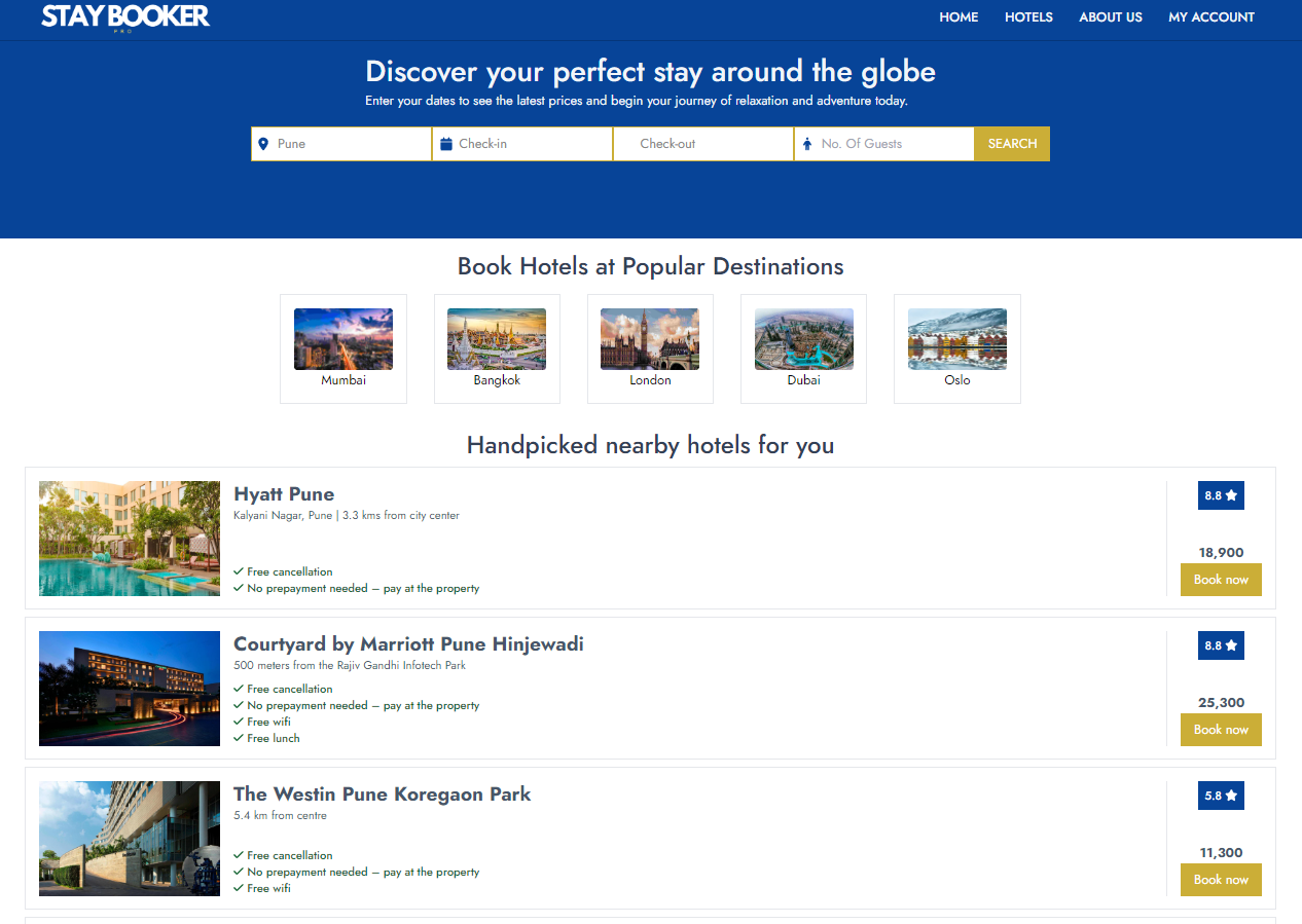 Staybooker project homepage